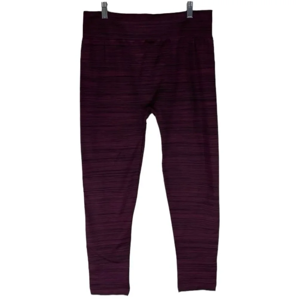 Terra & Sky Leggings Women’s Burgundy Space Dye Fleece Lined Stretch 2X 20-22W